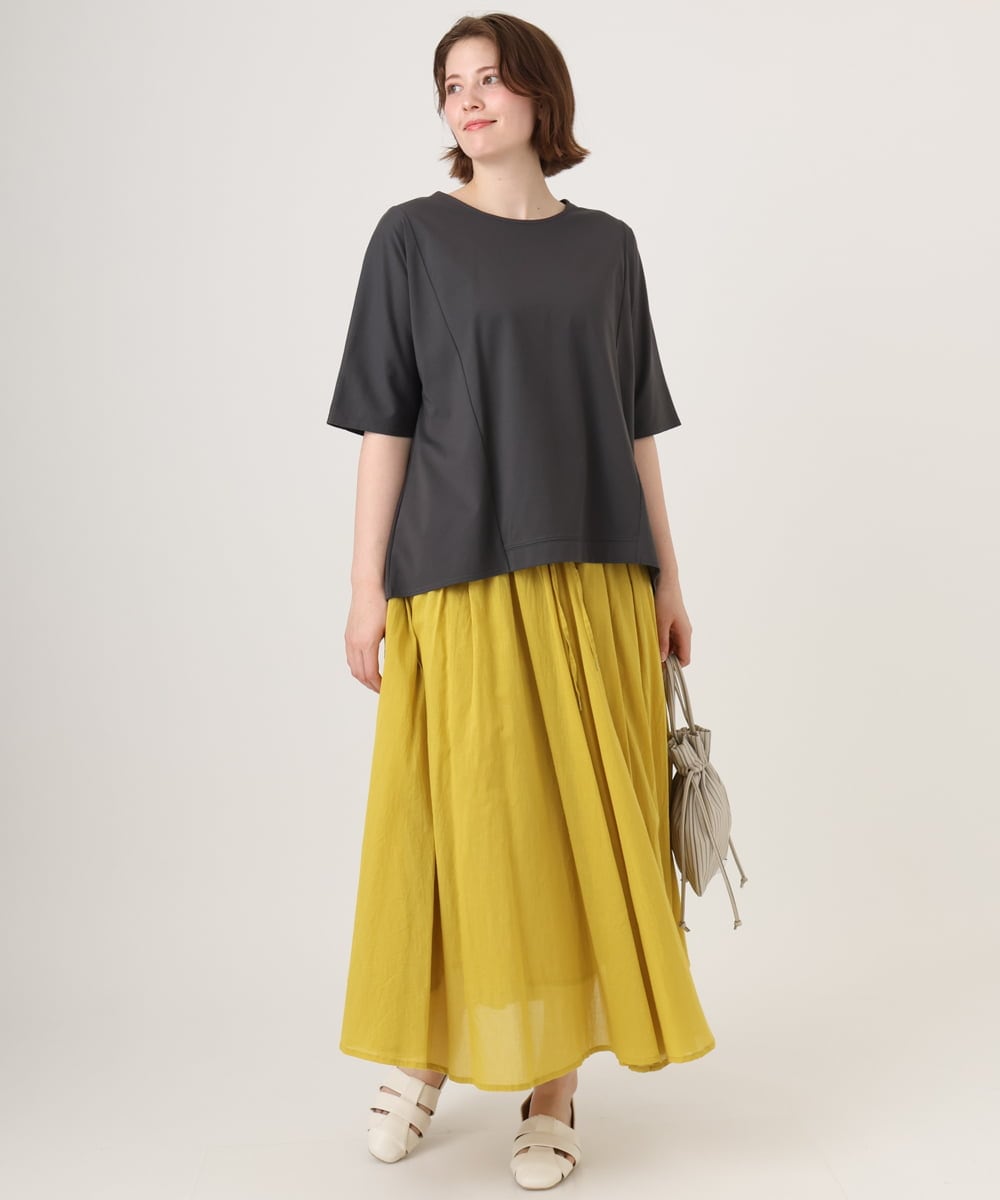 OLHHD03099 eur3(エウルキューブ) 【大きいサイズ】インド綿ギャザーフレアスカート イエロー