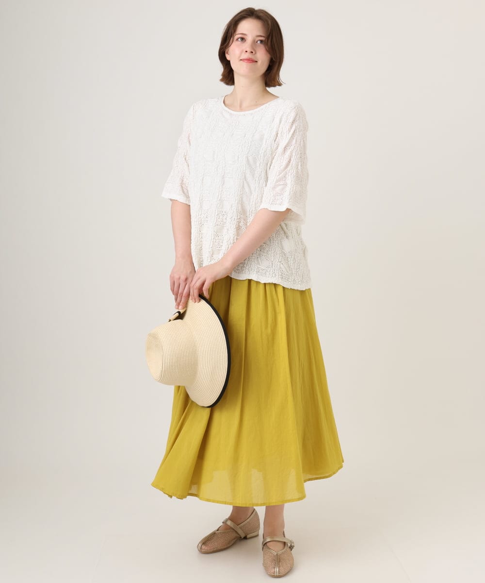 OLHHD03099 eur3(エウルキューブ) 【大きいサイズ】インド綿ギャザーフレアスカート イエロー
