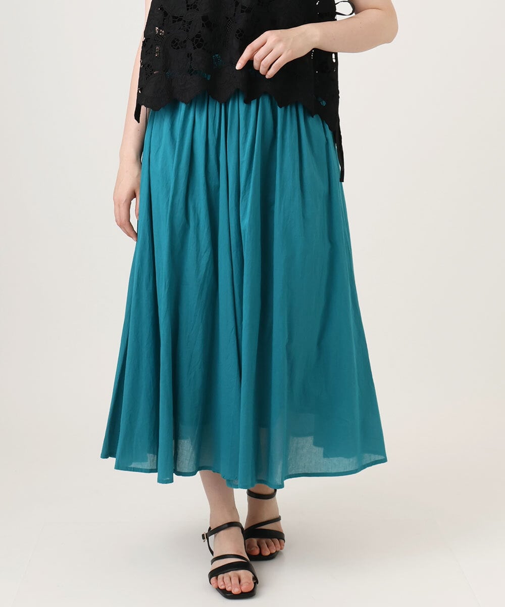 OLHHD03099 eur3(エウルキューブ) 【大きいサイズ】インド綿ギャザーフレアスカート ブルー