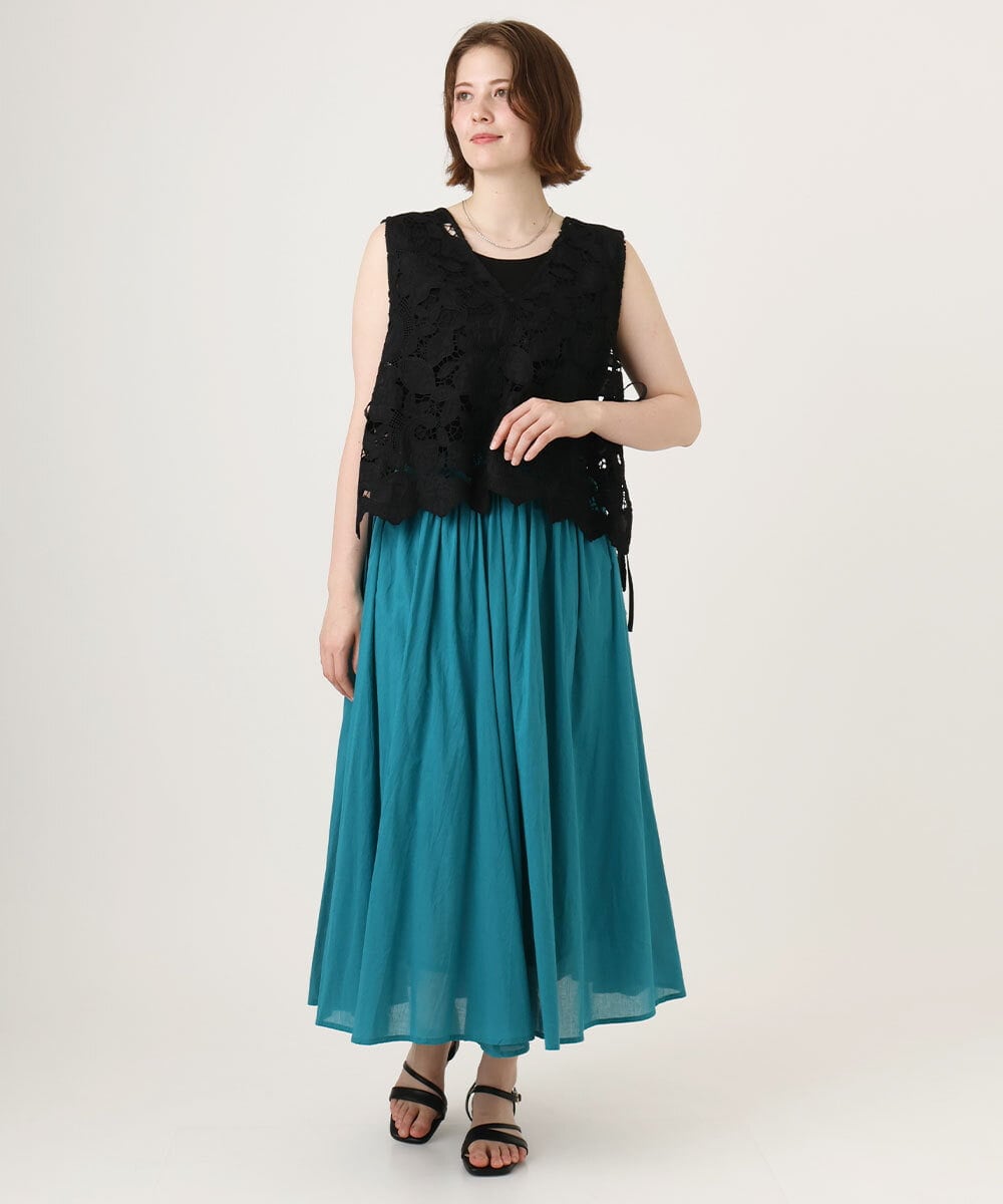 OLHHD03099 eur3(エウルキューブ) 【大きいサイズ】インド綿ギャザーフレアスカート ブルー