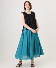 OLHHD03099 eur3(エウルキューブ) 【大きいサイズ】インド綿ギャザーフレアスカート ブルー