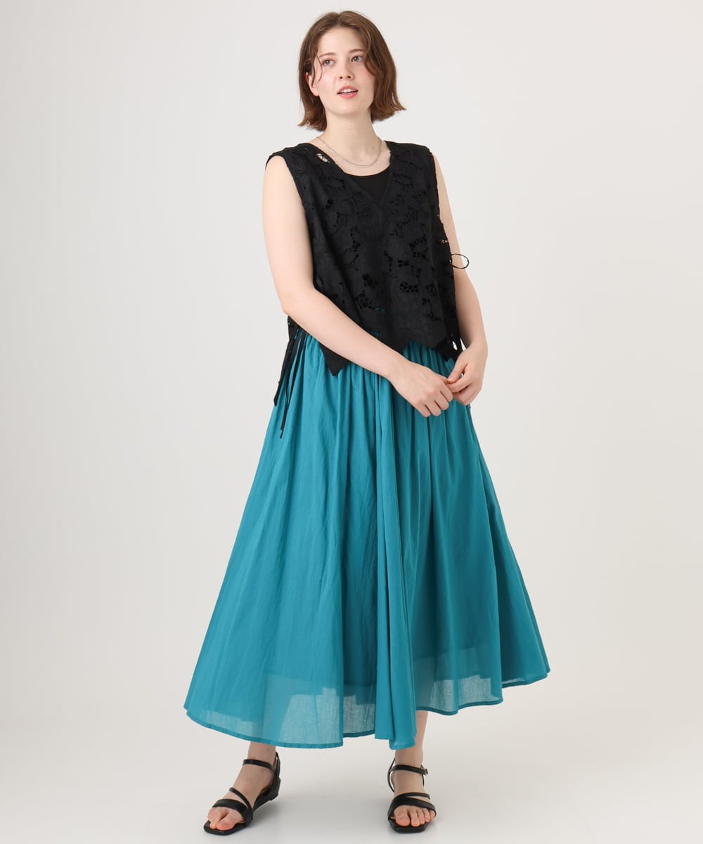 OLHHD03099 eur3(エウルキューブ) 【大きいサイズ】インド綿ギャザーフレアスカート ブルー