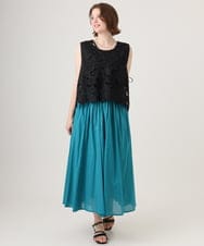 OLHHD03099 eur3(エウルキューブ) 【大きいサイズ】インド綿ギャザーフレアスカート ブルー