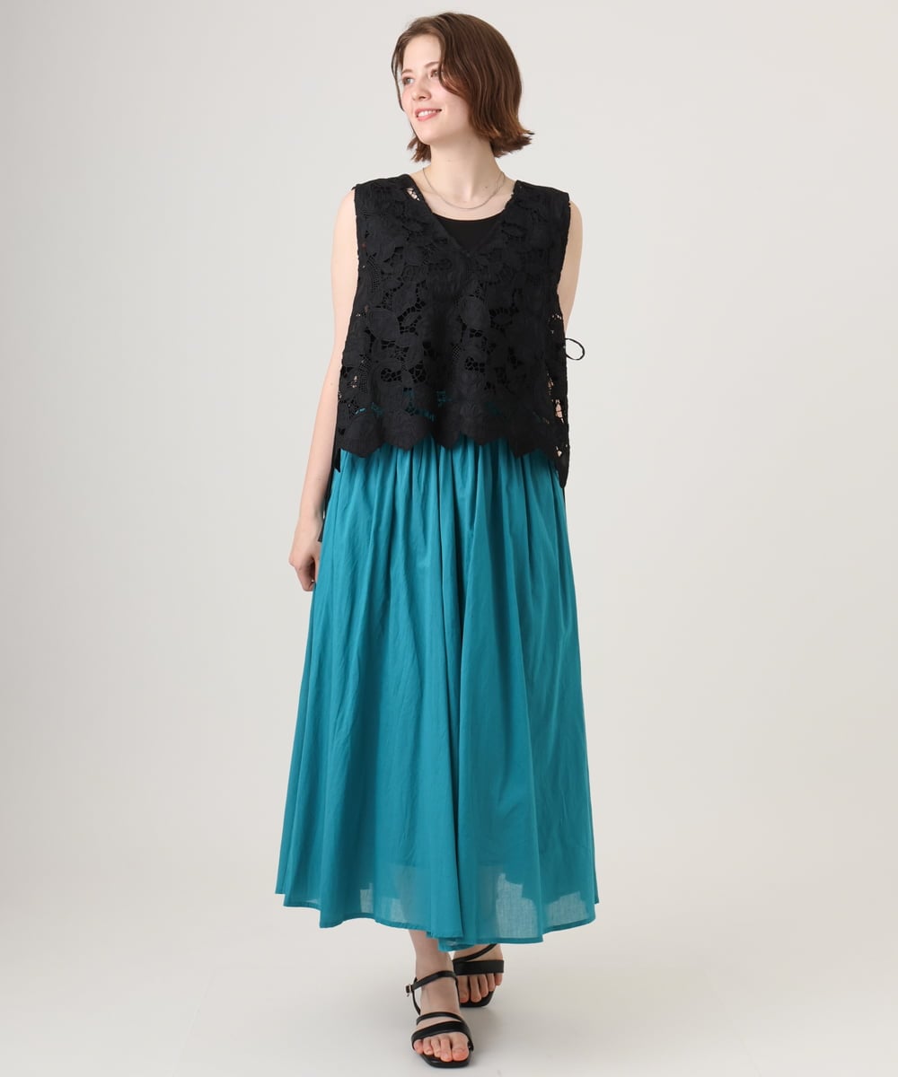 OLHHD03099 eur3(エウルキューブ) 【大きいサイズ】インド綿ギャザーフレアスカート ブルー