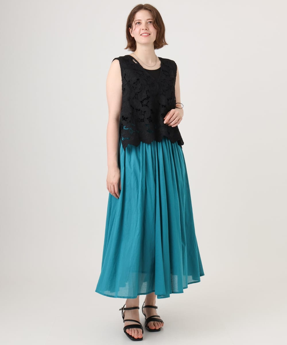 OLHHD03099 eur3(エウルキューブ) 【大きいサイズ】インド綿ギャザーフレアスカート ブルー