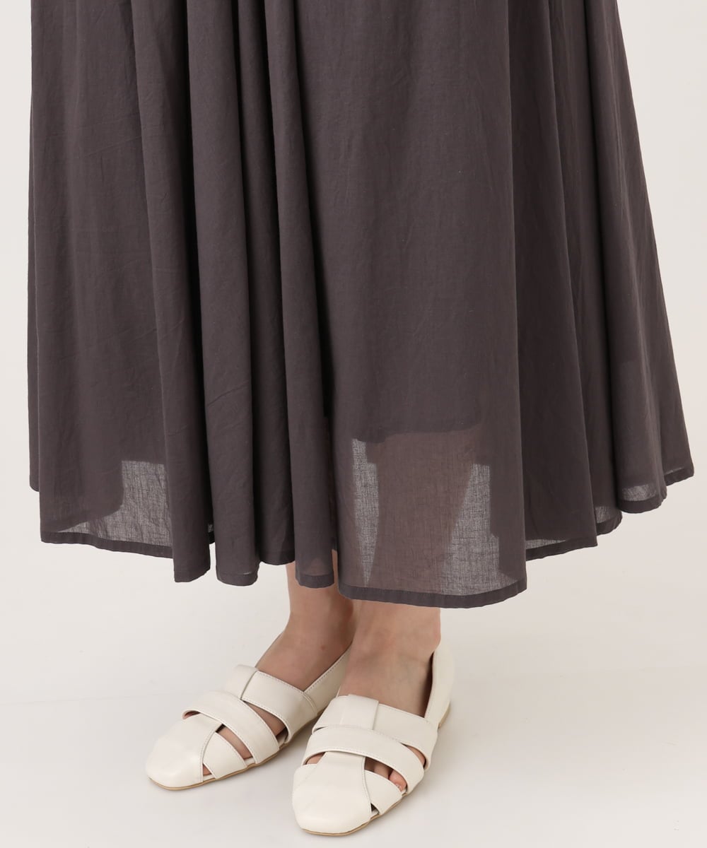 OLHHD03099 eur3(エウルキューブ) 【大きいサイズ】インド綿ギャザーフレアスカート ダークグレー