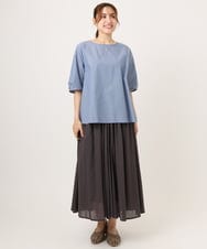 OLHHD03099 eur3(エウルキューブ) 【大きいサイズ】インド綿ギャザーフレアスカート ダークグレー
