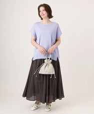 OLHHD03099 eur3(エウルキューブ) 【大きいサイズ】インド綿ギャザーフレアスカート ダークグレー