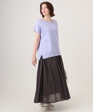 OLHHD03099 eur3(エウルキューブ) 【大きいサイズ】インド綿ギャザーフレアスカート ダークグレー