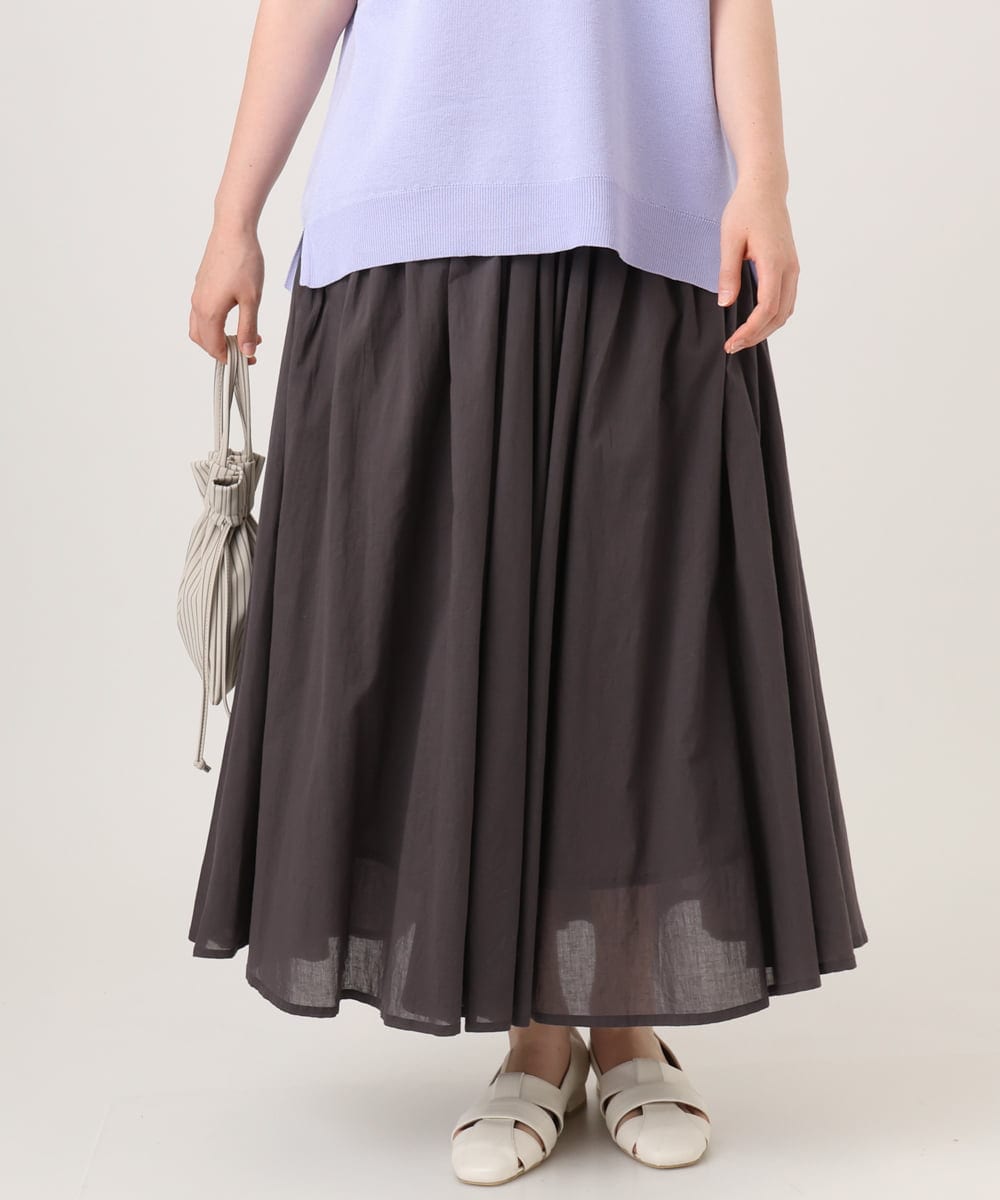 OLHHD03099 eur3(エウルキューブ) 【大きいサイズ】インド綿ギャザーフレアスカート ダークグレー