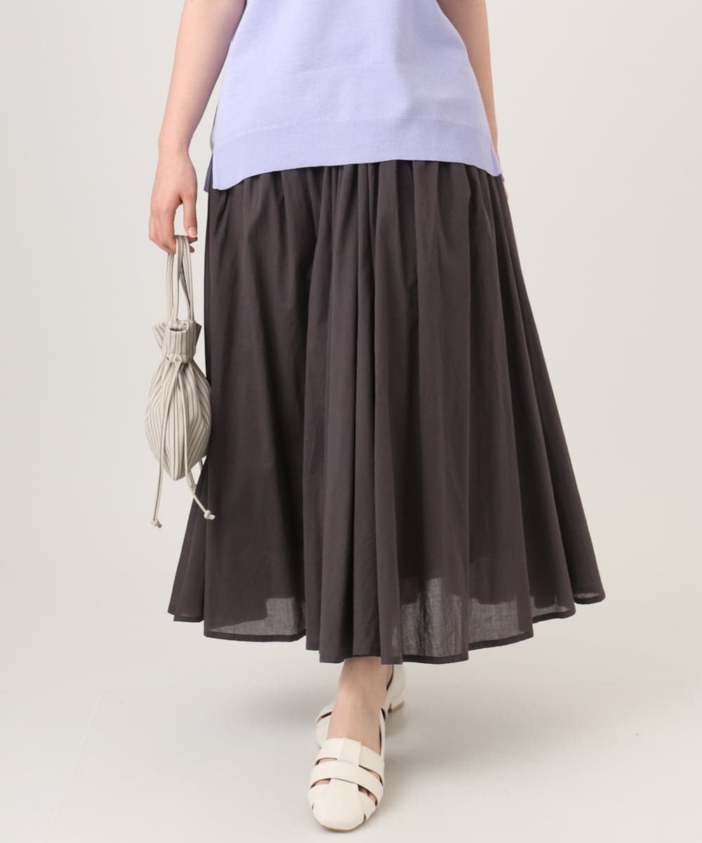 OLHHD03099 eur3(エウルキューブ) 【大きいサイズ】インド綿ギャザーフレアスカート ダークグレー