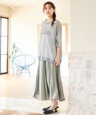 OLHHD07089 eur3(エウルキューブ) 【WEB先行販売】【大きいサイズ/a.v.v×eur3】シア―フレアスカート カーキ