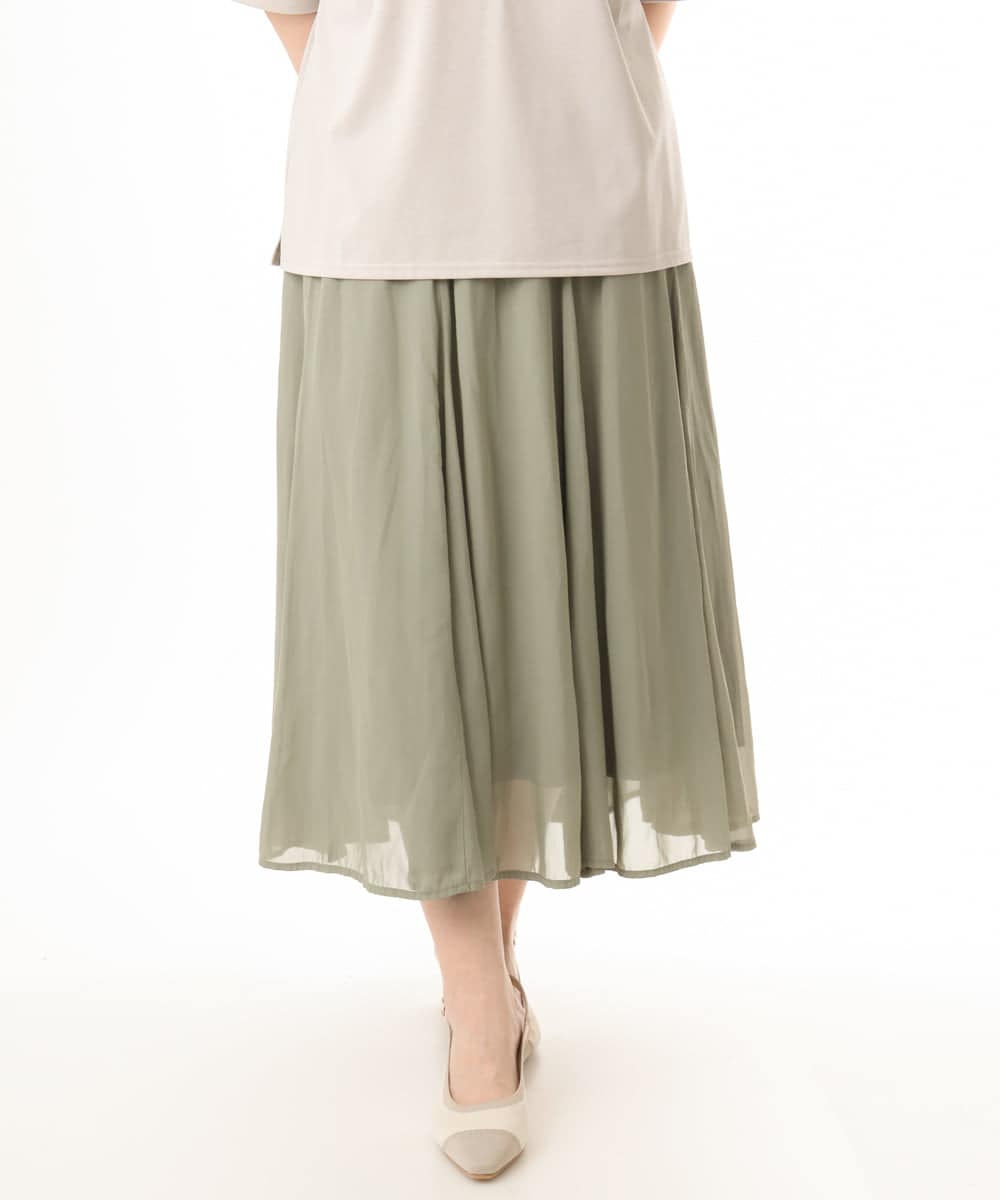 OLHHD07089 eur3(エウルキューブ) 【WEB先行販売】【大きいサイズ/a.v.v×eur3】シア―フレアスカート カーキ