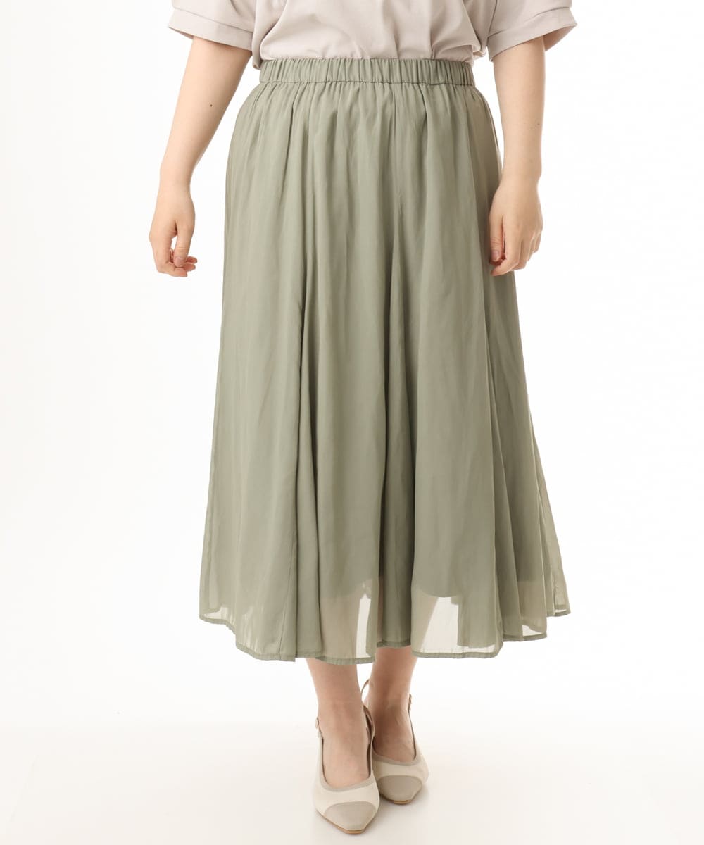 OLHHD07089 eur3(エウルキューブ) 【WEB先行販売】【大きいサイズ/a.v.v×eur3】シア―フレアスカート カーキ