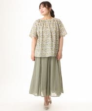 OLHHD07089 eur3(エウルキューブ) 【WEB先行販売】【大きいサイズ/a.v.v×eur3】シア―フレアスカート カーキ