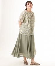 OLHHD07089 eur3(エウルキューブ) 【WEB先行販売】【大きいサイズ/a.v.v×eur3】シア―フレアスカート カーキ