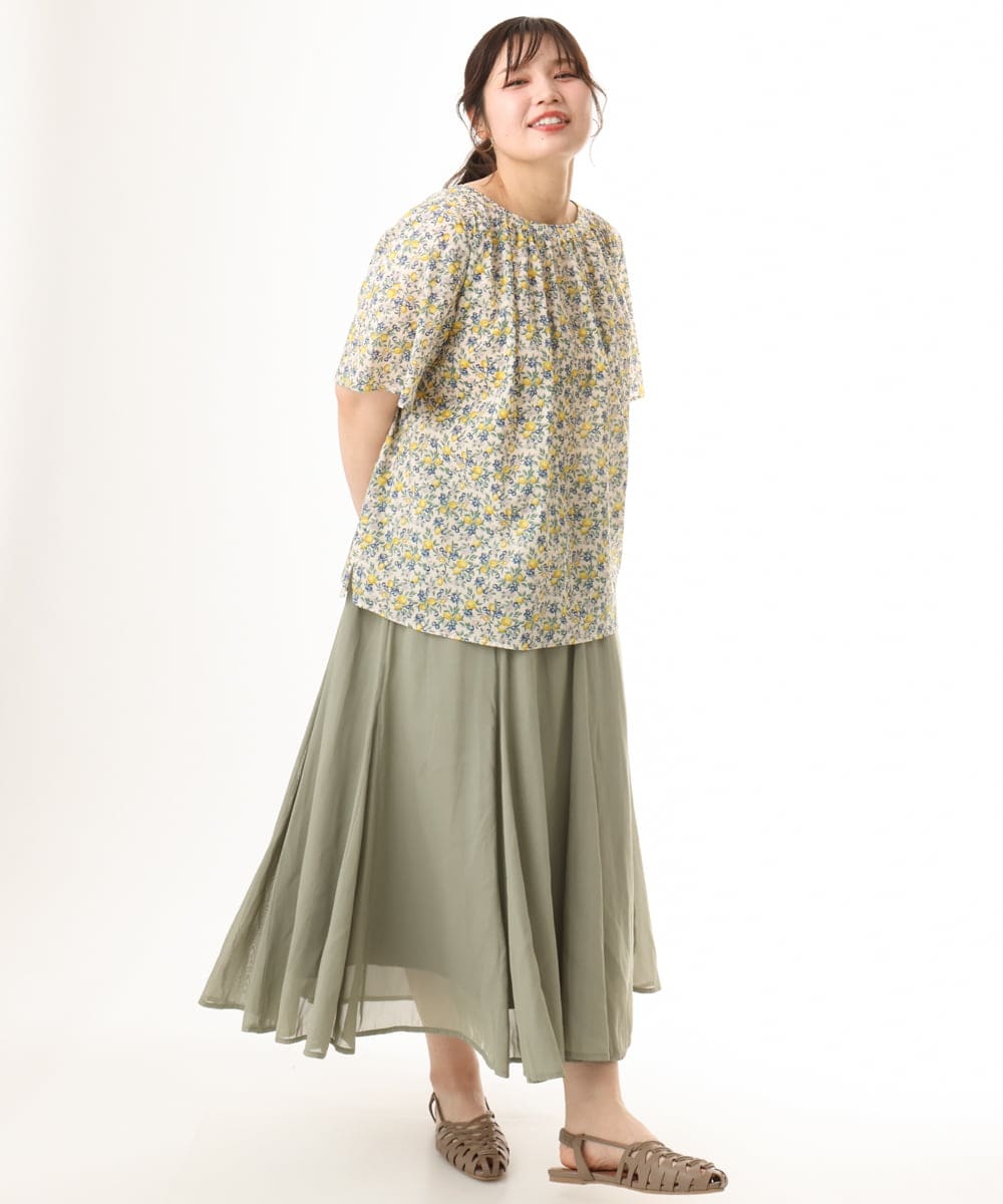 OLHHD07089 eur3(エウルキューブ) 【WEB先行販売】【大きいサイズ/a.v.v×eur3】シア―フレアスカート カーキ