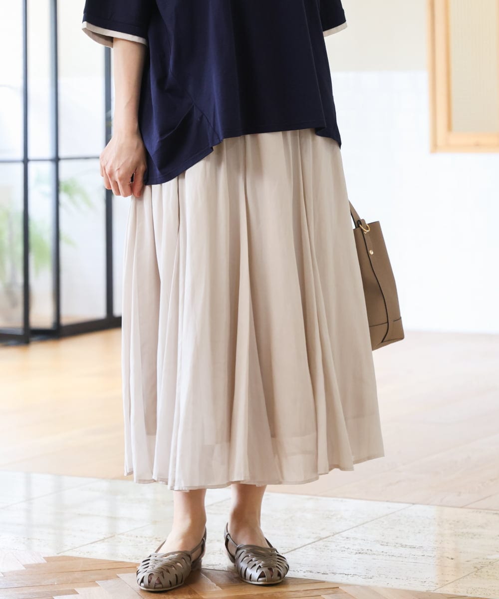 OLHHD07089 eur3(エウルキューブ) 【WEB先行販売】【大きいサイズ/a.v.v×eur3】シア―フレアスカート アイボリー
