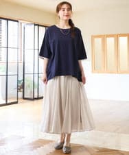 OLHHD07089 eur3(エウルキューブ) 【WEB先行販売】【大きいサイズ/a.v.v×eur3】シア―フレアスカート アイボリー
