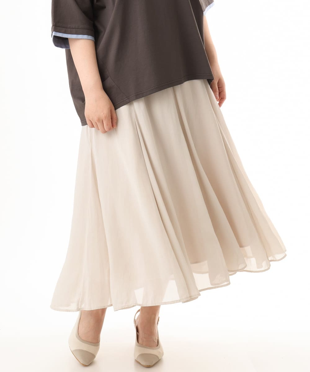 OLHHD07089 eur3(エウルキューブ) 【WEB先行販売】【大きいサイズ/a.v.v×eur3】シア―フレアスカート アイボリー