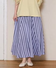 OLHHD08119 eur3(エウルキューブ) 【大きいサイズ】ドビーストライプフレアスカート ラベンダー