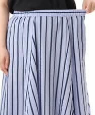 OLHHD08119 eur3(エウルキューブ) 【大きいサイズ】ドビーストライプフレアスカート ラベンダー