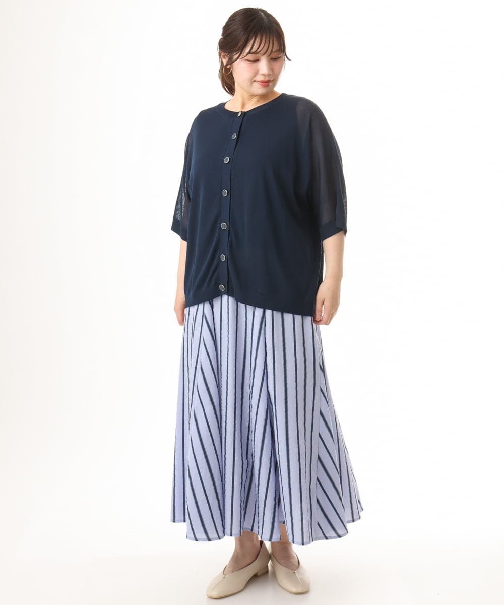 OLHHD08119 eur3(エウルキューブ) 【大きいサイズ】ドビーストライプフレアスカート ラベンダー