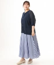 OLHHD08119 eur3(エウルキューブ) 【大きいサイズ】ドビーストライプフレアスカート ラベンダー