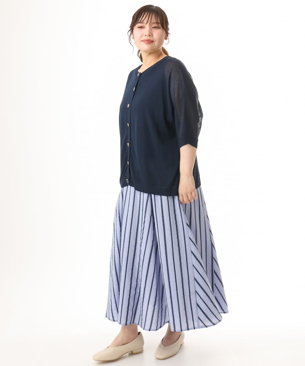 OLHHD08119 eur3(エウルキューブ) 【大きいサイズ】ドビーストライプフレアスカート ラベンダー