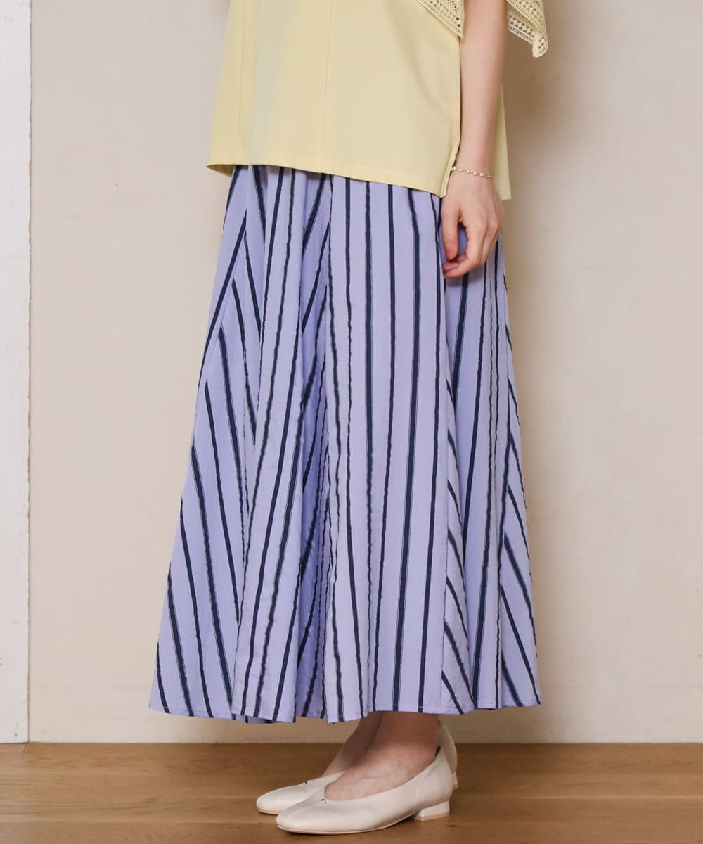 OLHHD08119 eur3(エウルキューブ) 【大きいサイズ】ドビーストライプフレアスカート ラベンダー