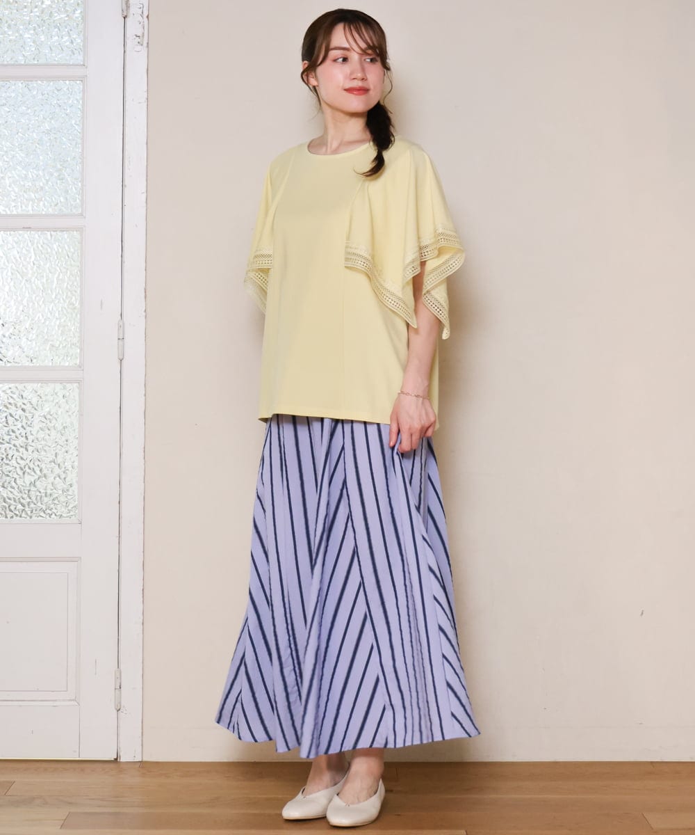 OLHHD08119 eur3(エウルキューブ) 【大きいサイズ】ドビーストライプフレアスカート ラベンダー