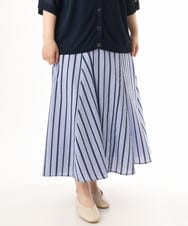 OLHHD08119 eur3(エウルキューブ) 【大きいサイズ】ドビーストライプフレアスカート ラベンダー