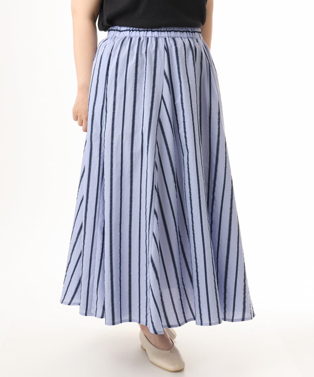 OLHHD08119 eur3(エウルキューブ) 【大きいサイズ】ドビーストライプフレアスカート ラベンダー