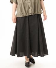 OLHHD08119 eur3(エウルキューブ) 【大きいサイズ】ドビーストライプフレアスカート ダークグレー