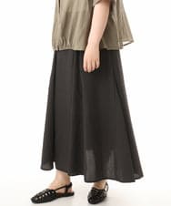 OLHHD08119 eur3(エウルキューブ) 【大きいサイズ】ドビーストライプフレアスカート ダークグレー