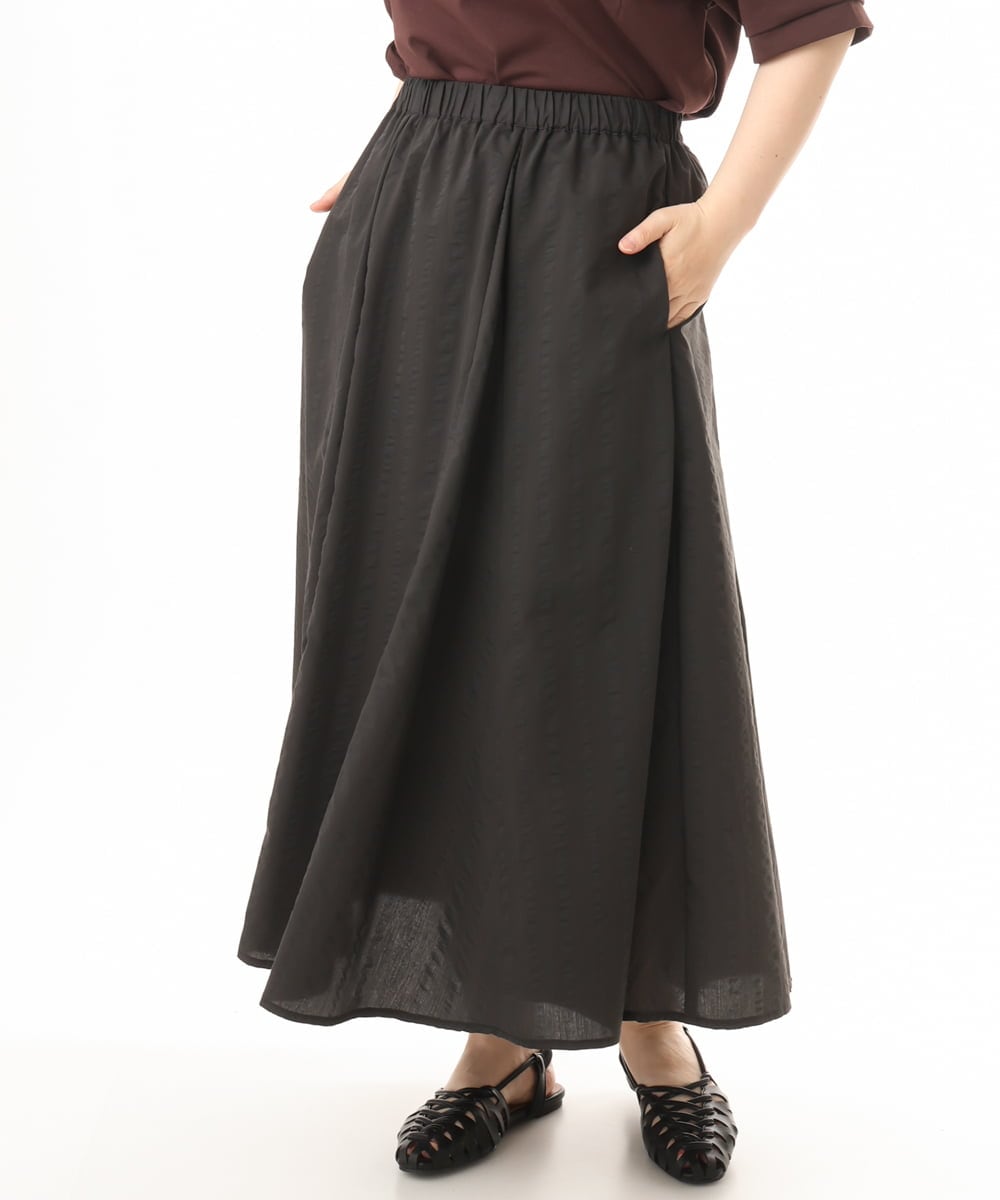 OLHHD08119 eur3(エウルキューブ) 【大きいサイズ】ドビーストライプフレアスカート ダークグレー