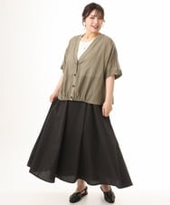 OLHHD08119 eur3(エウルキューブ) 【大きいサイズ】ドビーストライプフレアスカート ダークグレー