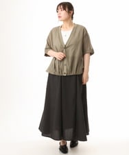 OLHHD08119 eur3(エウルキューブ) 【大きいサイズ】ドビーストライプフレアスカート ダークグレー