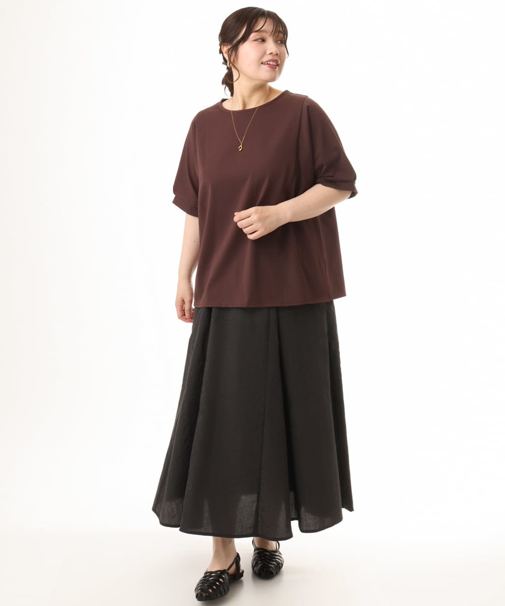 OLHHD08119 eur3(エウルキューブ) 【大きいサイズ】ドビーストライプフレアスカート ダークグレー