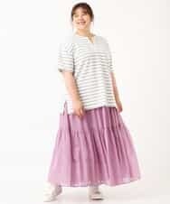 OLHHM10080 eur3(エウルキューブ) 【大きいサイズ/a.v.v×eur3】シアーコットンスカート ラベンダー(60)