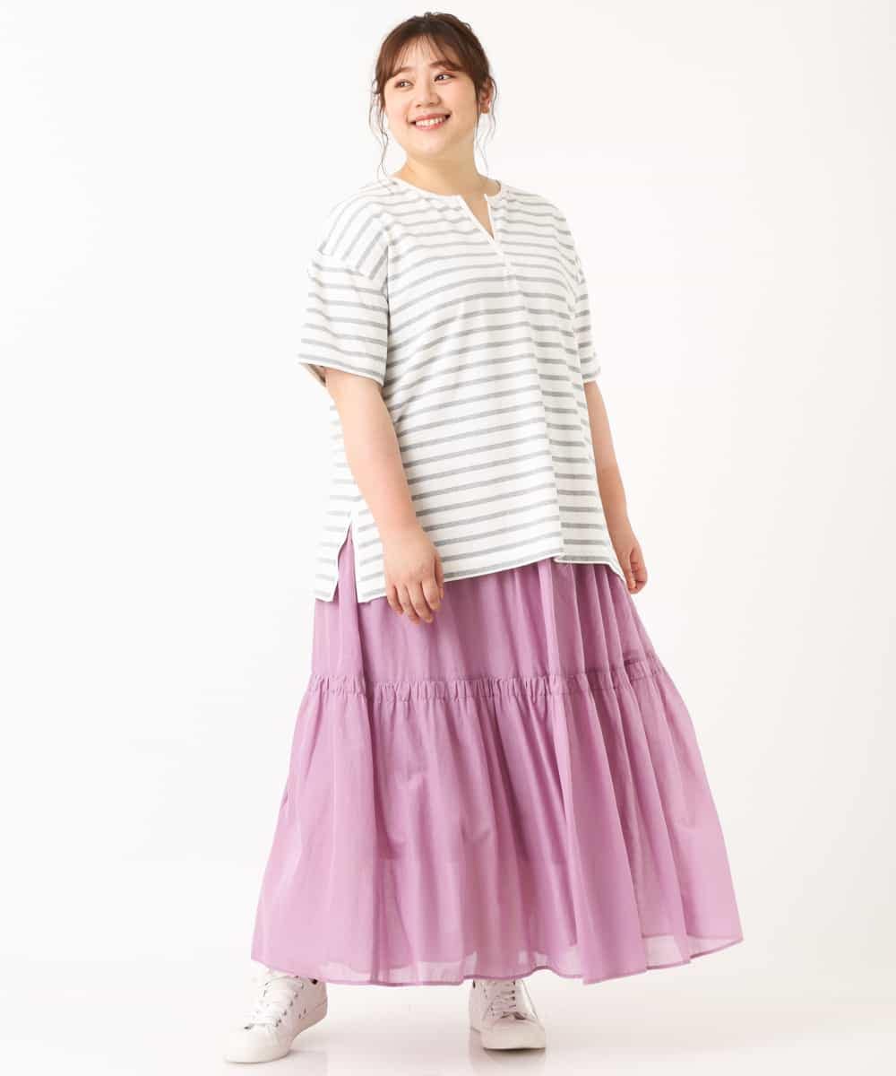 OLHHM10080 eur3(エウルキューブ) 【大きいサイズ/a.v.v×eur3】シアーコットンスカート ラベンダー(60)