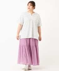 OLHHM10080 eur3(エウルキューブ) 【大きいサイズ/a.v.v×eur3】シアーコットンスカート ラベンダー(60)