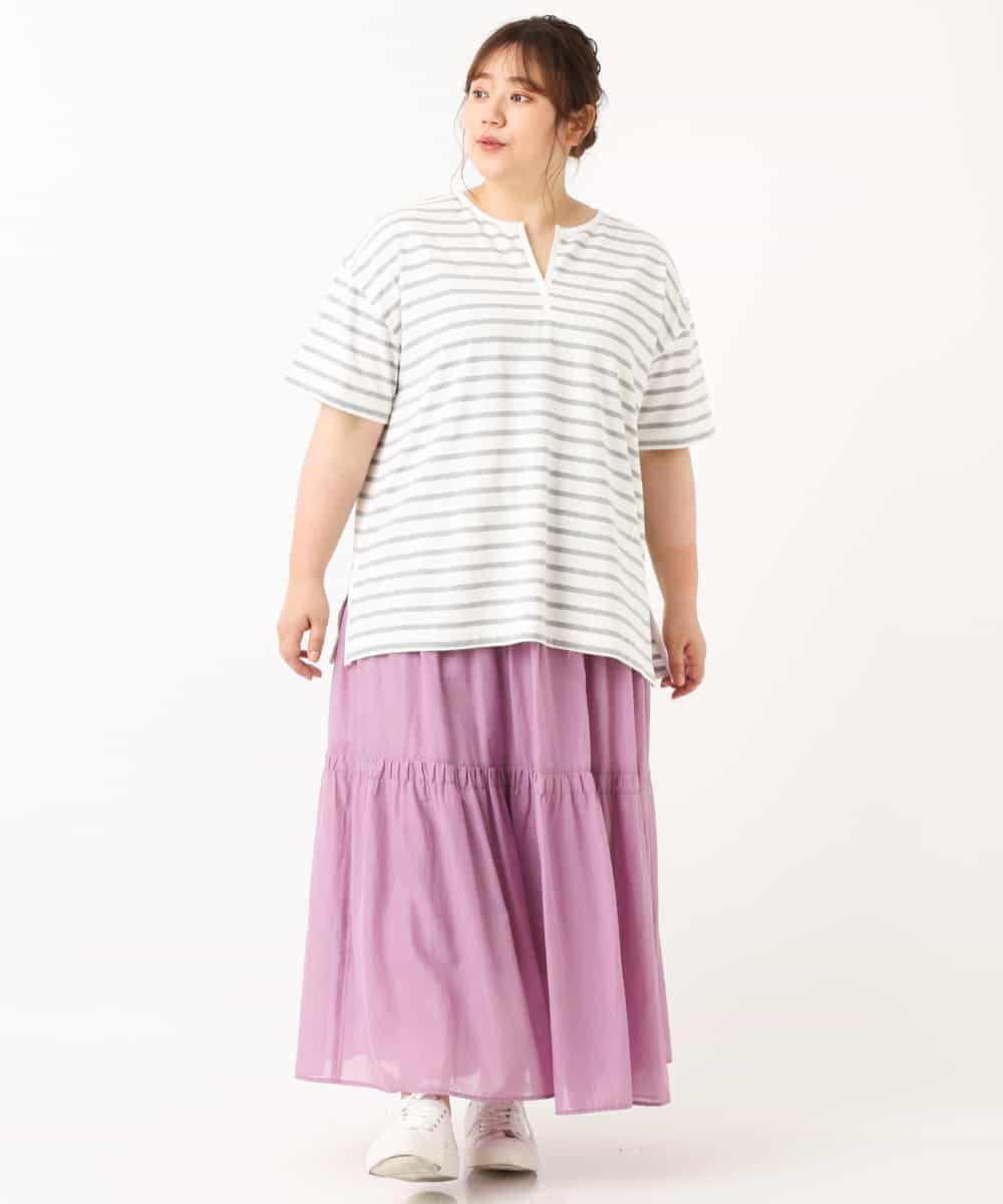 OLHHM10080 eur3(エウルキューブ) 【大きいサイズ/a.v.v×eur3】シアーコットンスカート ラベンダー(60)