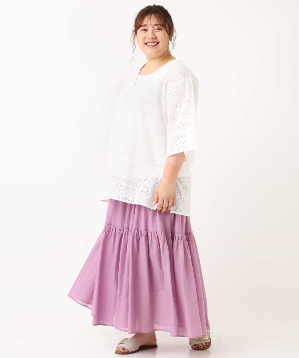 OLHHM10080 eur3(エウルキューブ) 【大きいサイズ/a.v.v×eur3】シアーコットンスカート ラベンダー(60)