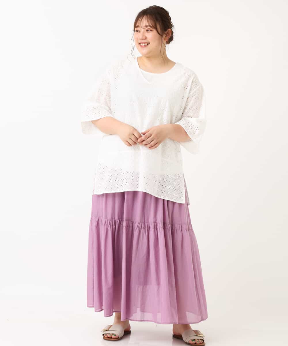 OLHHM10080 eur3(エウルキューブ) 【大きいサイズ/a.v.v×eur3】シアーコットンスカート ラベンダー(60)