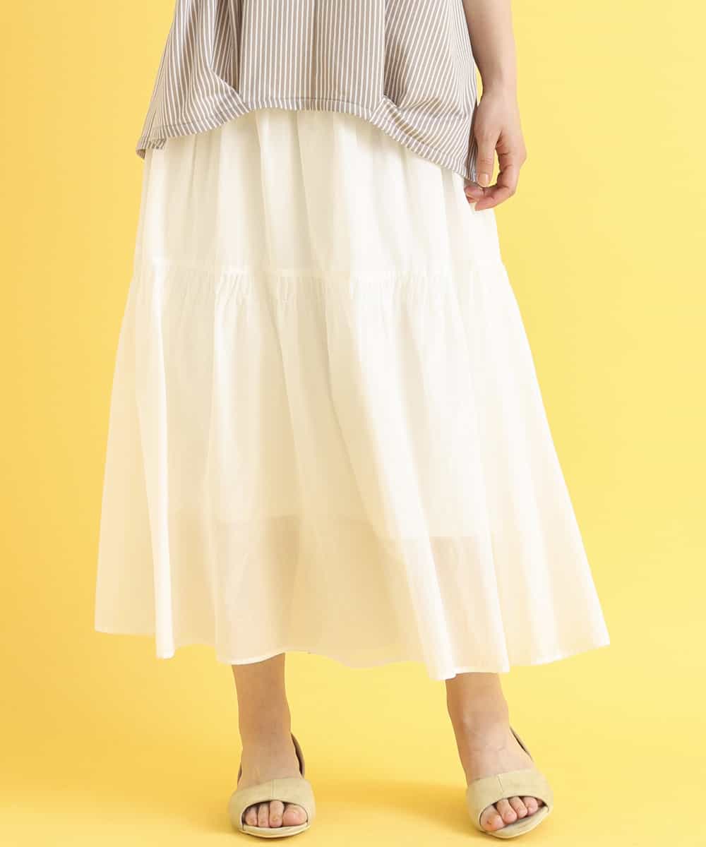 OLHHM10080 eur3(エウルキューブ) 【大きいサイズ/a.v.v×eur3】シアーコットンスカート ホワイト(90)