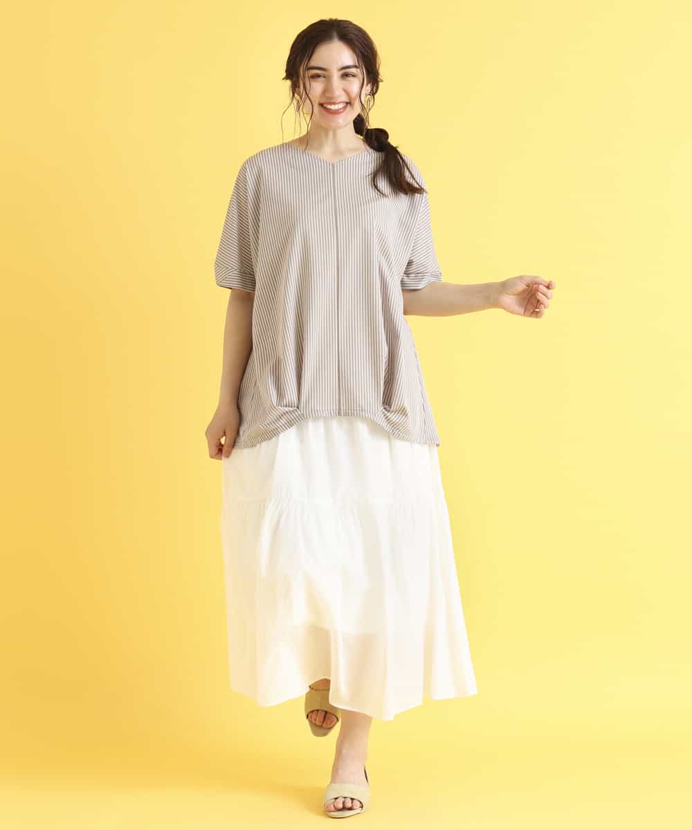 OLHHM10080 eur3(エウルキューブ) 【大きいサイズ/a.v.v×eur3】シアーコットンスカート ホワイト(90)