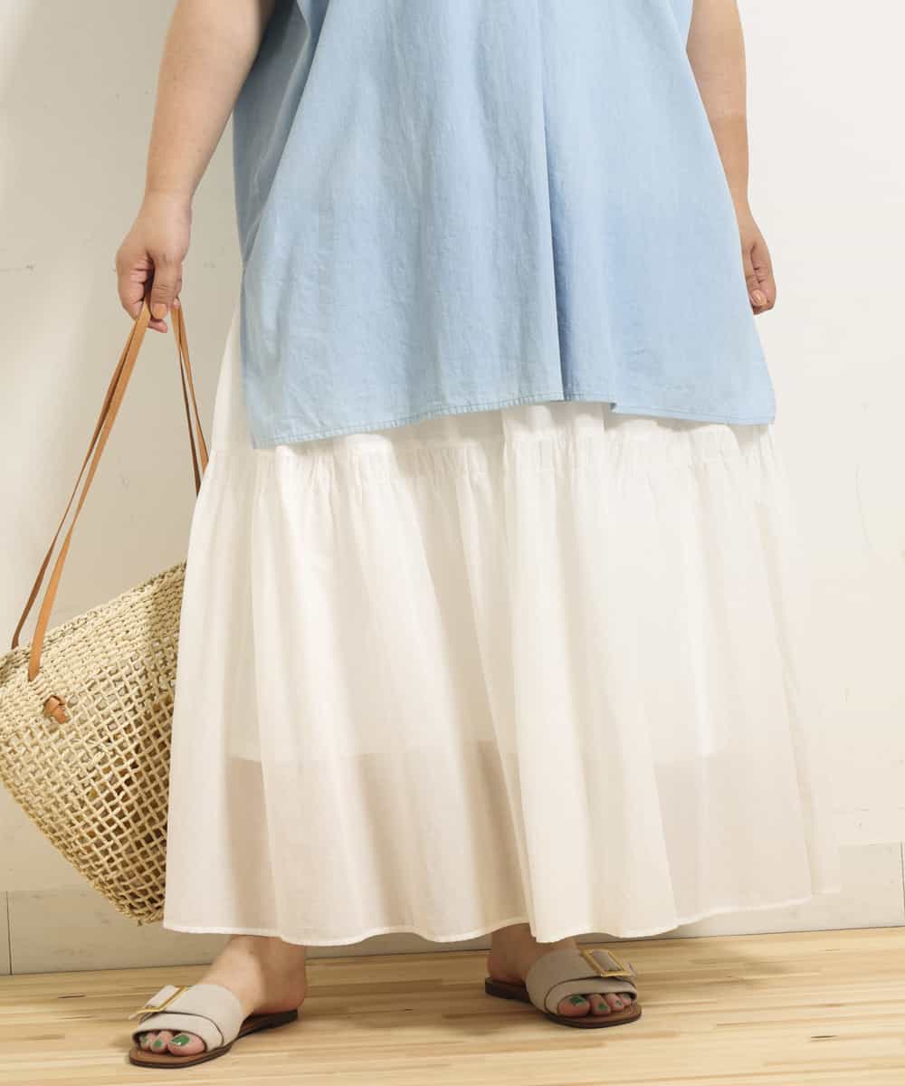 OLHHM10080 eur3(エウルキューブ) 【大きいサイズ/a.v.v×eur3】シアーコットンスカート ホワイト(90)