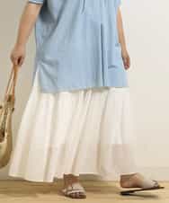 OLHHM10080 eur3(エウルキューブ) 【大きいサイズ/a.v.v×eur3】シアーコットンスカート ホワイト(90)