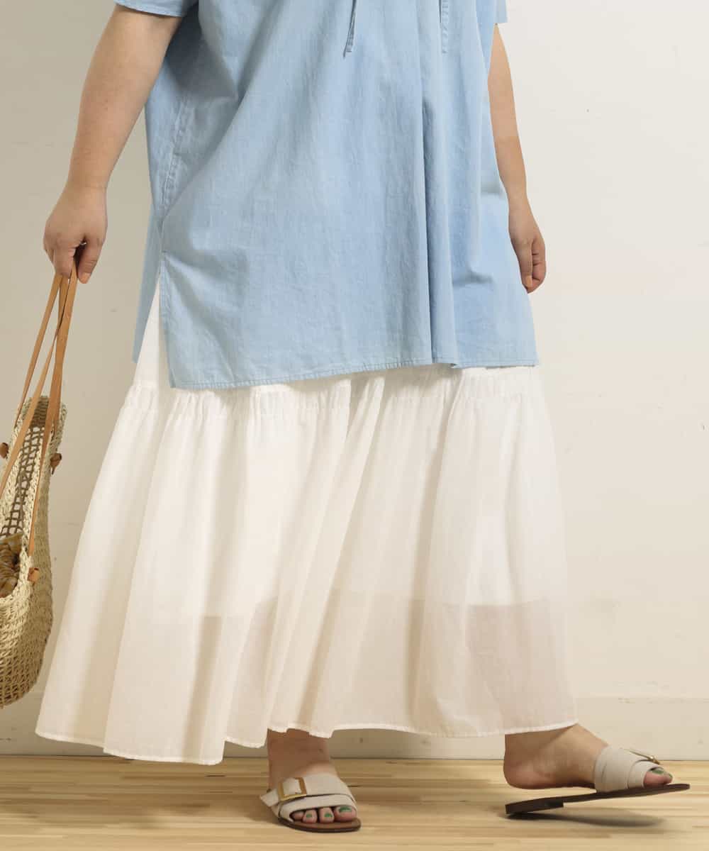 OLHHM10080 eur3(エウルキューブ) 【大きいサイズ/a.v.v×eur3】シアーコットンスカート ホワイト(90)